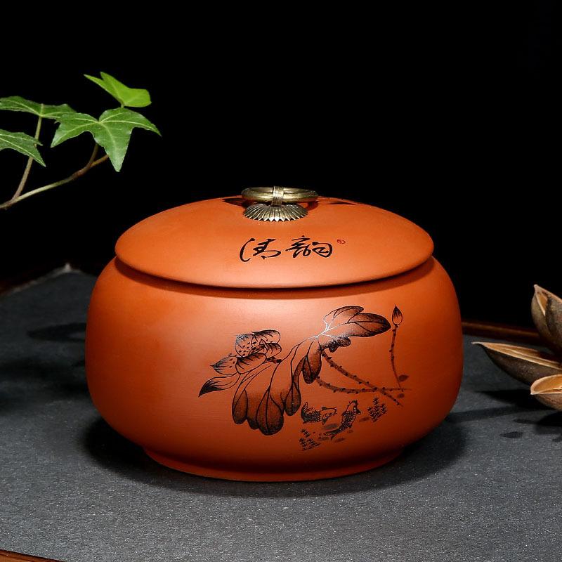 Purple Clay Tea Jar Ceramic white tea big red robe black tea sealed jar ceramic jars Ceramic Coffee candy food storage can