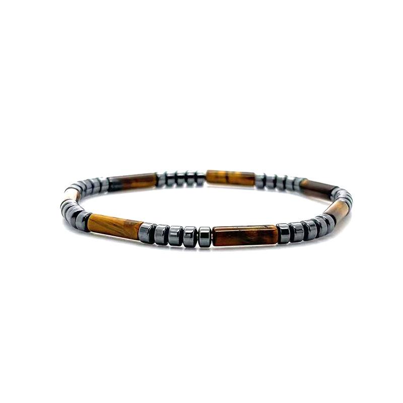 Unisex Hematite Bracelet Irregular Emperor Stone Beaded Jewelry Handmade Elastic Minimalist Energy Gift for Men Women
