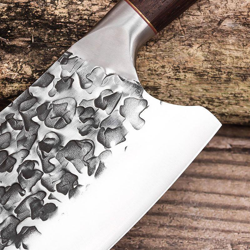 Forged Kitchen Knives Chopper Set FullTang Hand Made Chef Knife Professional Meat Cleaver Steel Wrapped Around Solid Wood Handle