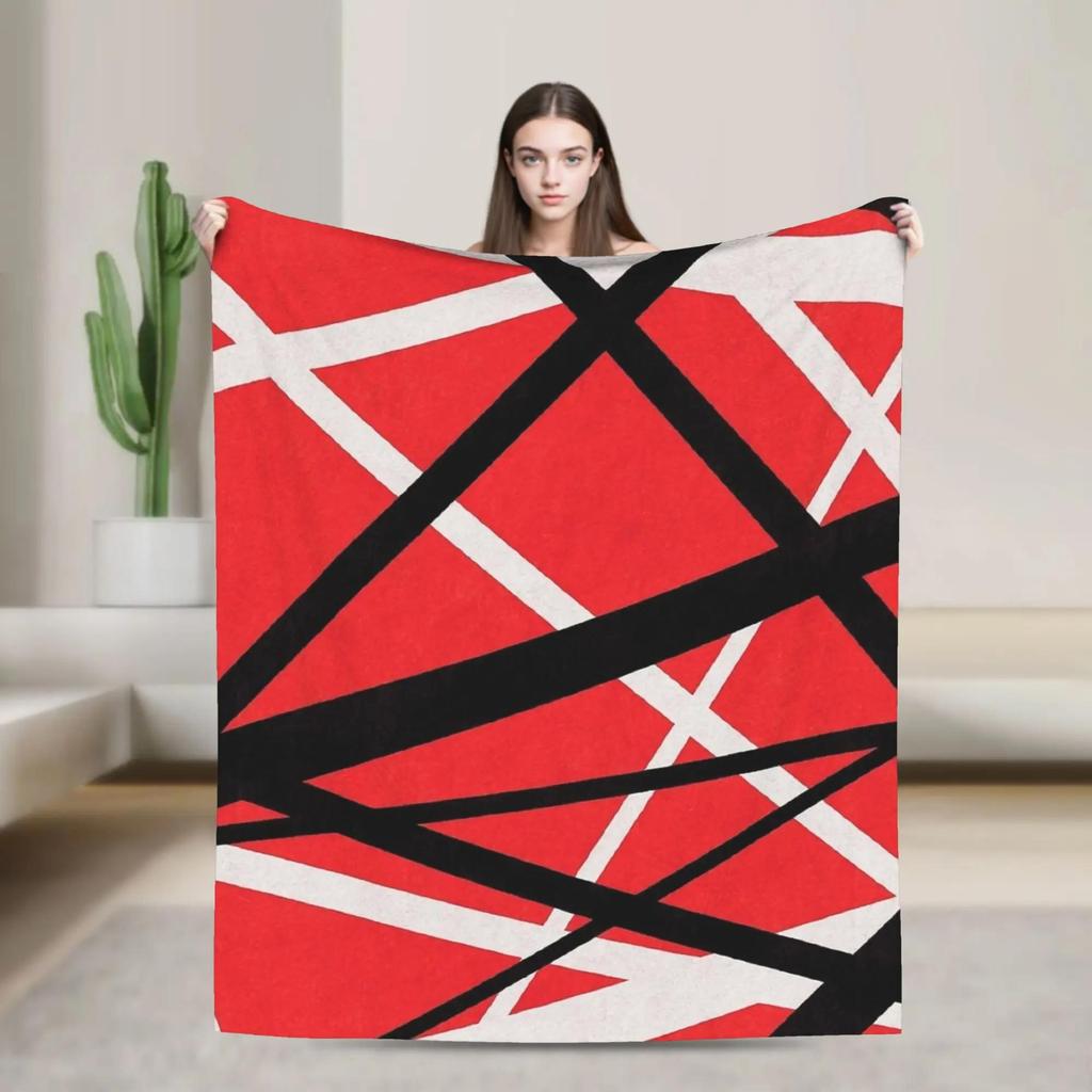 EVH Stripes Van Halen Inspired Warm Plush Throw Blanket for Kids Adults Soft Flannel Sofa Bedspread Couch Cover for Home Bedroom