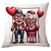 New Valentine's Day Pillow Cover Fun Watercolor Valentine's Day Old Couple Push Cover Home Cushion Cover