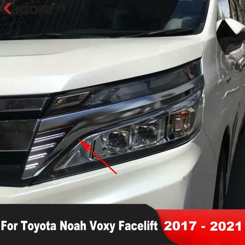 For Toyota Noah Voxy R80 Mid 2017-   Facelift Chrome Car Front Head Light Lamp Eyebrow Eyelid Cover Trim Accessories