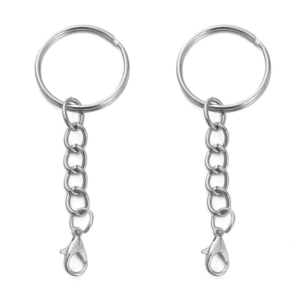 Iron Flat Ring Keychain Hanging Lobster Buckle Chain Buckles Connector For DIY Jewelry Making