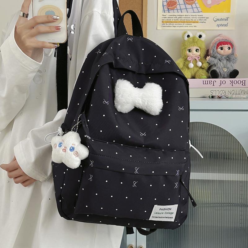 Schoolbag Schoolbag Female College Student Polka Dot Flash Backpack Large Capacity Girl Japanese Cute Polka Dot Large Capacity Backpack