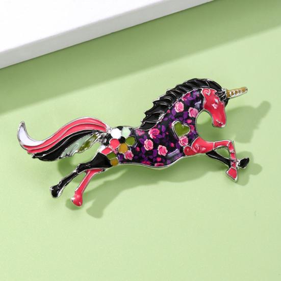 Horse Brooch Fairy Tale Style Flower Heart Decoration Pin Coats Sweaters Bags Badge Fashion Accessories