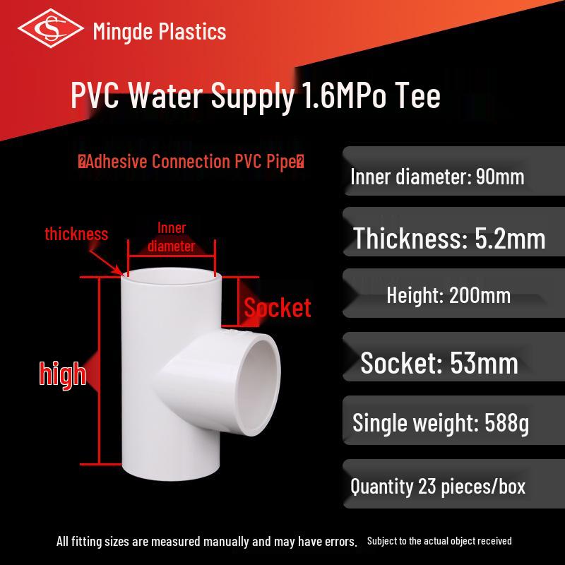 PVC Water Pipe Equal Tee Fittings 20mm, 25mm, 32mm Plastic Connectors