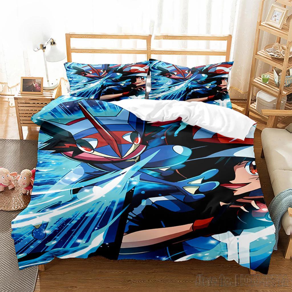 Anime Popular Pokemon Pillowcase Pikachu Bedding Set Baby Duvet Cover Sets Bedclothes Twin Single King Kids Adult Gift