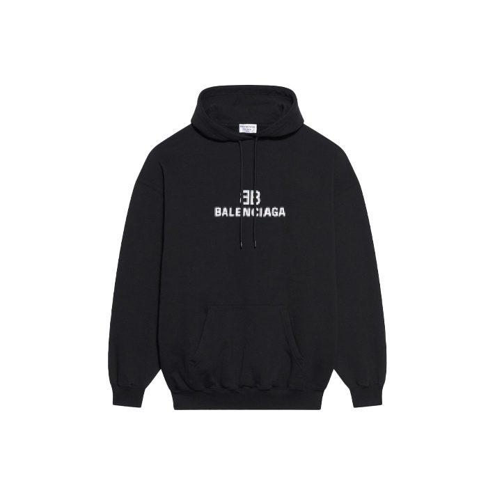 Balenciaga Sudadera con capucha Bb Pixel para mujer, corte medio, negra 578135TKVI81070
