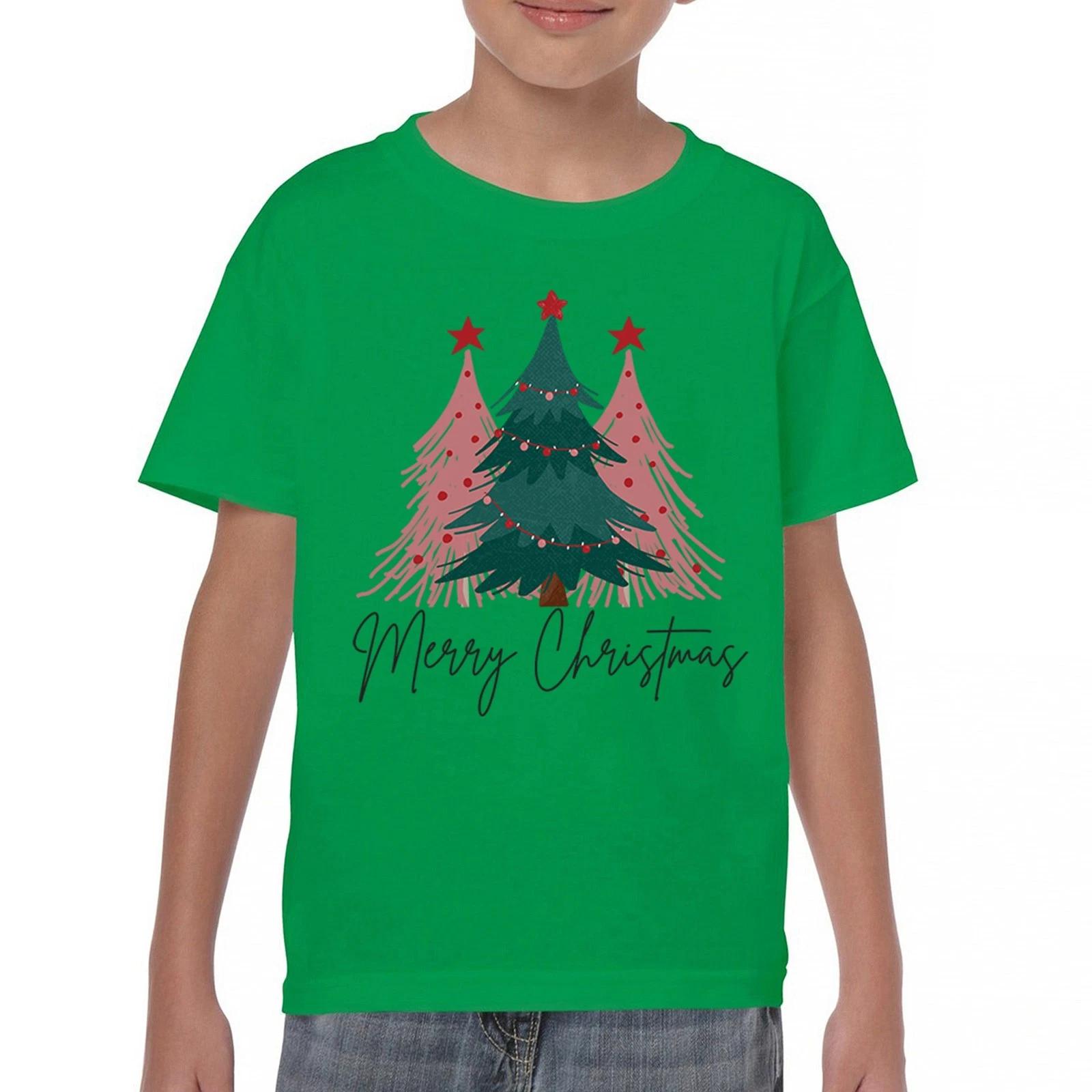 Merry Christmas Youth kids boys T-Shirt Tis the Season Xmas Tree Festive Jolly Kids 130