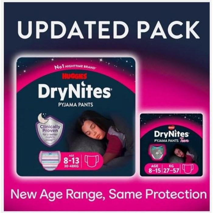 Huggies DryNites Bedwetting Pants for Girls 8-15 Years 57-99 lbs Jumbo Pack of 13 Gray