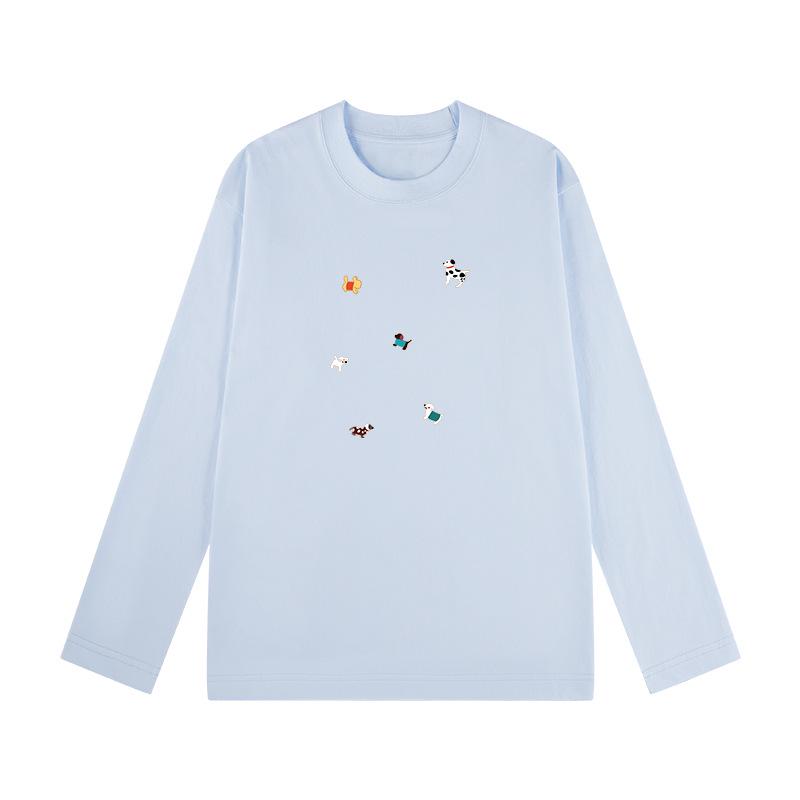 

2025 Autumn Women s Cotton Long Sleeve Round Neck American Style T-shirt with Simple Print, Loose Fit S (85-100 lbs)