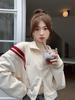 2025 Women’s Retro Casual Oversized Sweatshirt Jacket with Stand-Up Collar for Spring & Autumn