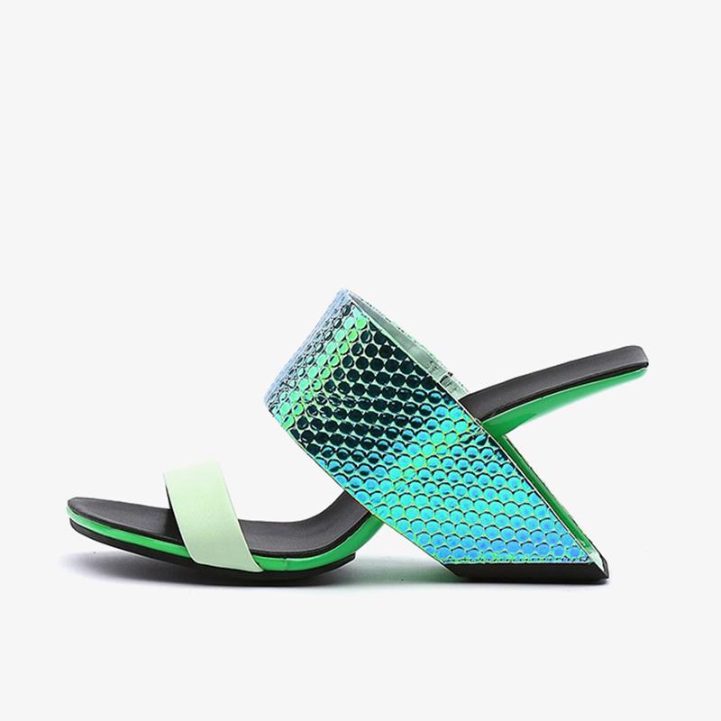 2024 New Brand Design Women Sandals Spring Summer Peep Toe Slippers Thick Heels Genuine Leather Shoes Woman Fashion Casual Pumps