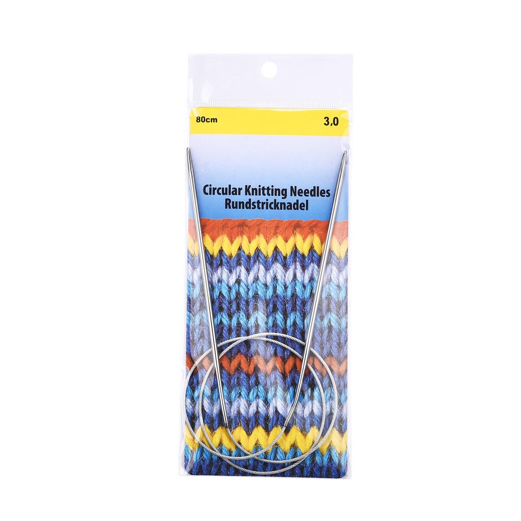 2.0-10mm Sweater Knitting Needle Stainless Steel Ring Needlework 80cm Weaving Circular Knitting Needlework Kits DIY Knitted Tool