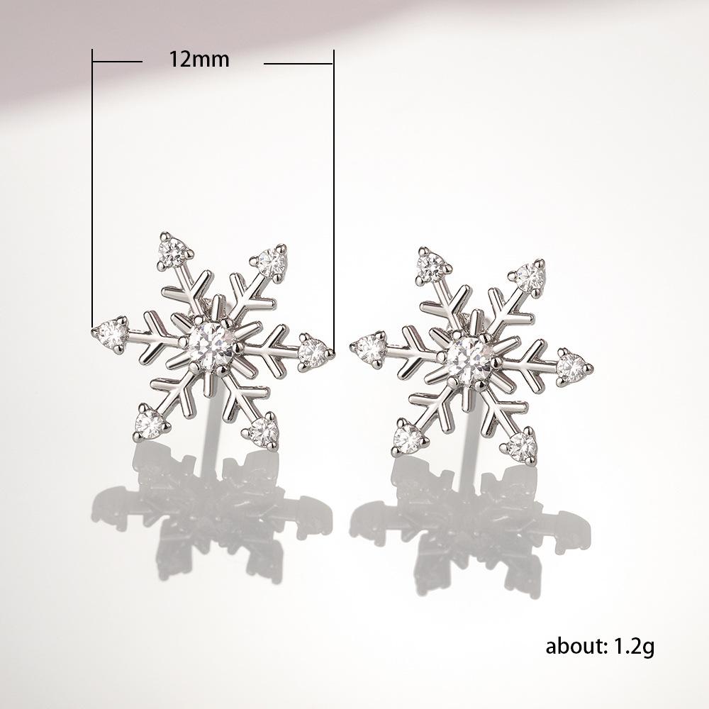 Kolczyki sztyfty Cao Shi Korean Snowflake Zircon - Elegancki prezent świąteczny