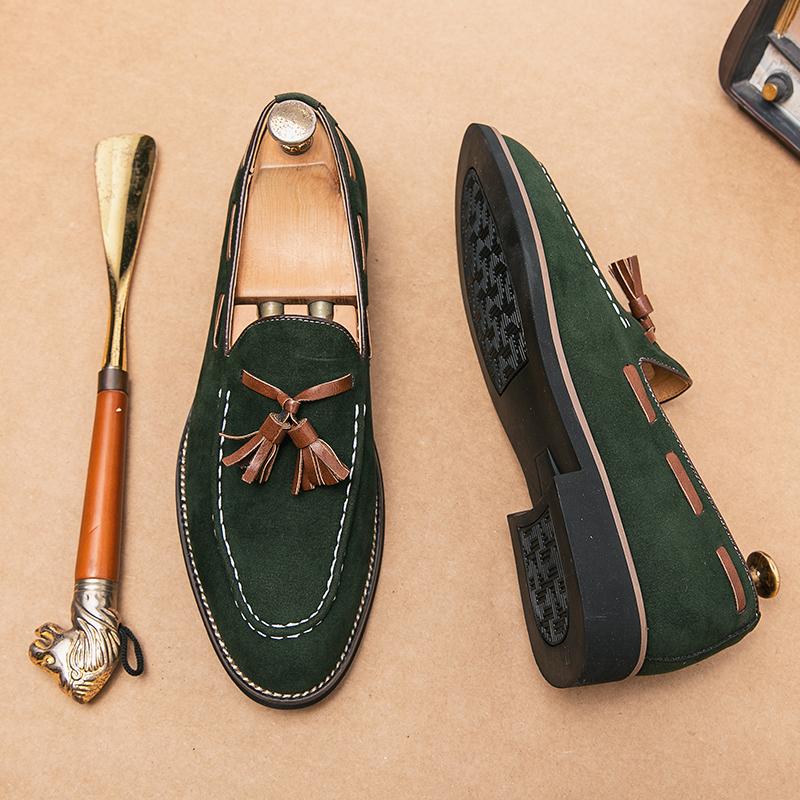 

Модная деловая мужская обувь с бахромой, мужская одежда, удобная, прочная, модная, маленькие кожаные туфли на одну ногу, социальная обувь, размеры 38-47 47 зелёный