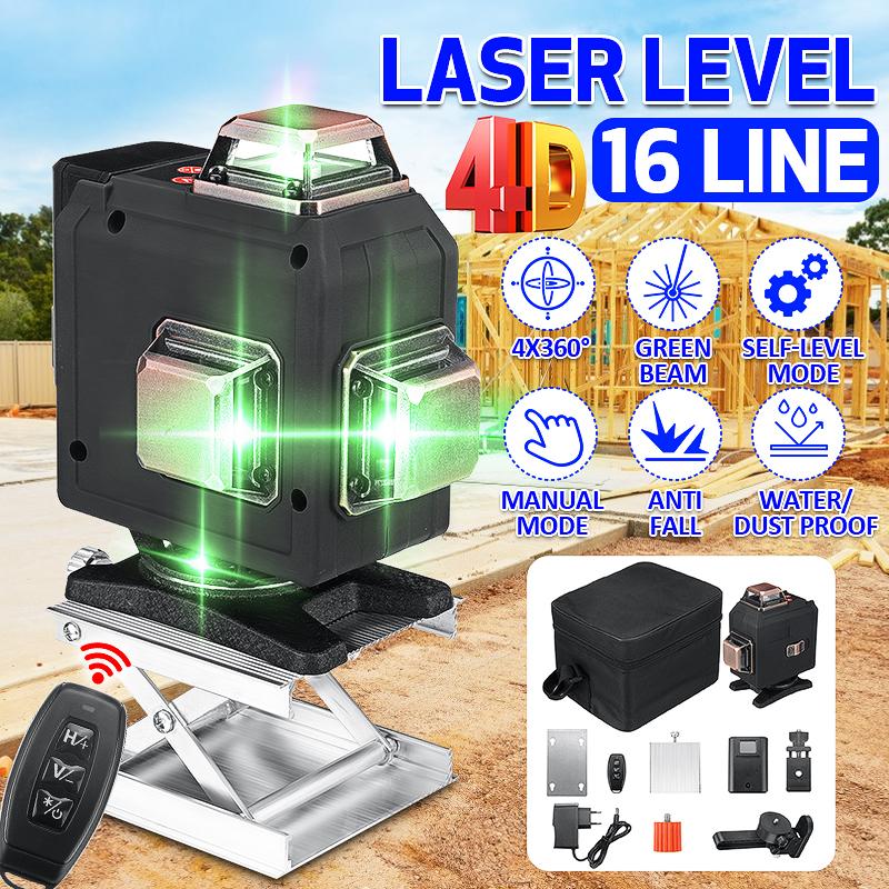 16 Lines Green Laser Level 360 Horizontal And Vertical Cross Powerful Green Laser Beam Line Laser Level 4D Auto Self-Leveling