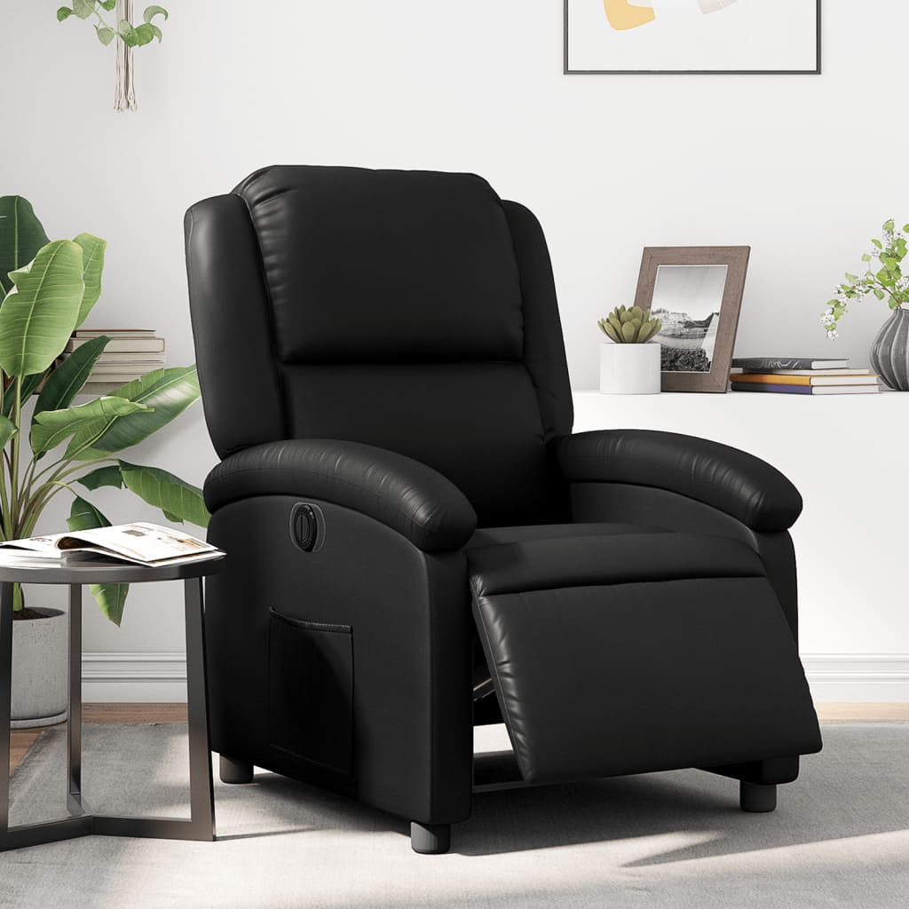 Elektrischer Schlafsofa-Sessel, Schwarz, Mit Kunstleder bezogen
