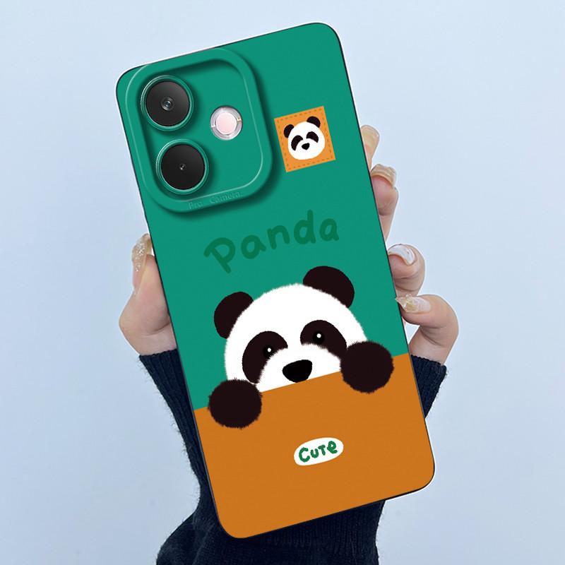 For Oppo A5 Pro 5G Phone Case Cute Panda Back Cover For Oppo A 5 Pro 2025 Full Protection Soft Liquid Silicone Anti Drop Housing