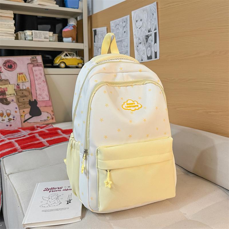 Star Print Women's Backpack Color Block Student Schoolbag Travel Backpack