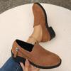 Women's Comfortable Slip-On Loafers - Soft Sole, Breathable Fabric, All-Season Brown Flats with Side Zipper Detail and Rubber Sole