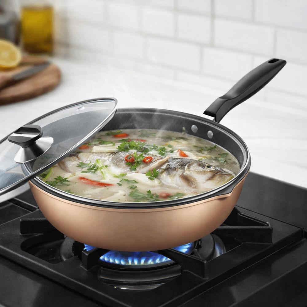Honeycomb Pattern Frying Wok Scratch Resistant Cooking Pot Non-Stick Frying Pan Breakfast