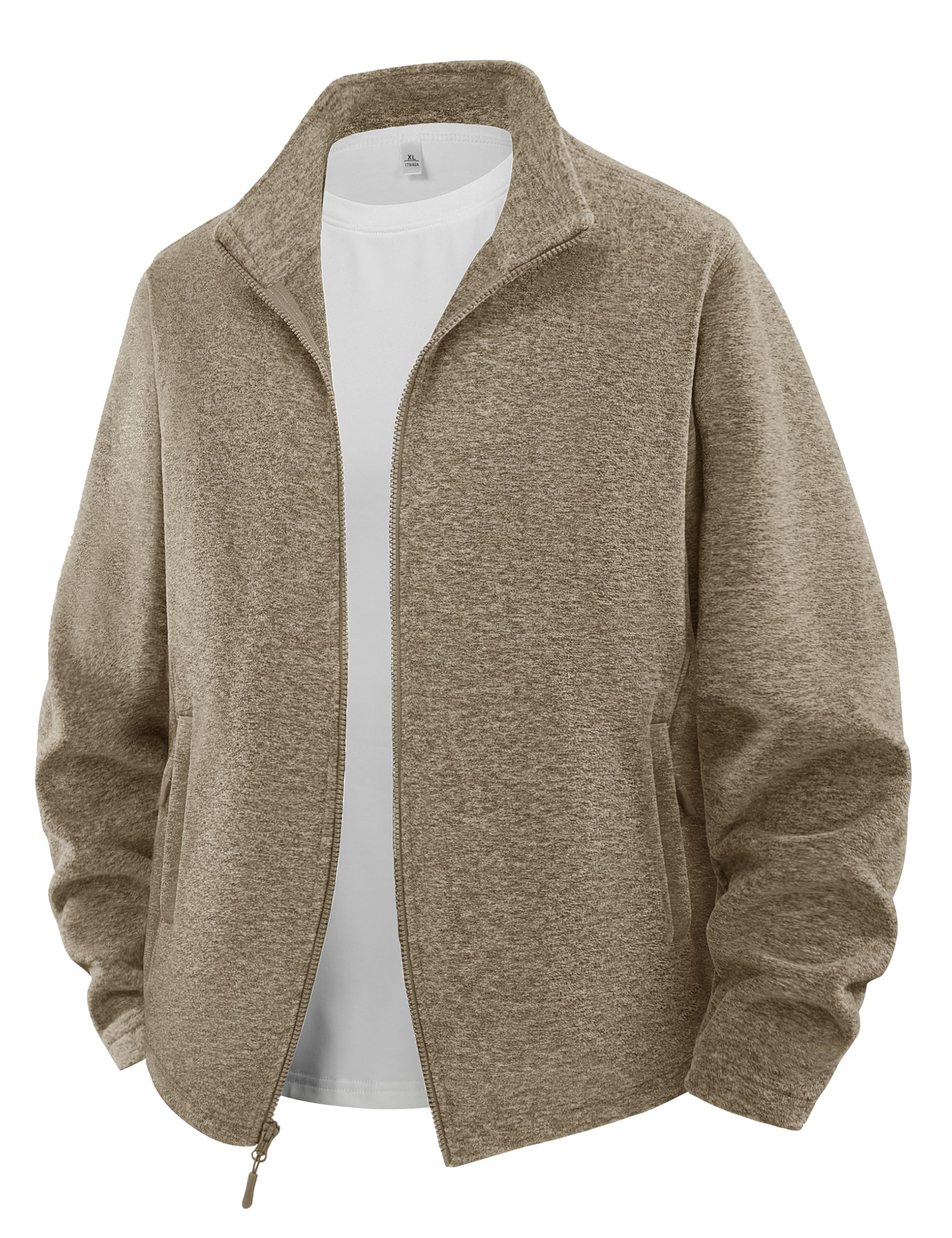 KEFITEVD Winter Fleece Tactical Outdoor Light Size M Men s Jacket, Warm, Stand-Up Collar, Jacket, Windbreaker, Jacket, Brown,