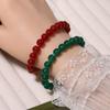 Natural Grade A Red and Green Agate Bracelet for Women - Versatile Bright Beaded Chalcedony Jewelry