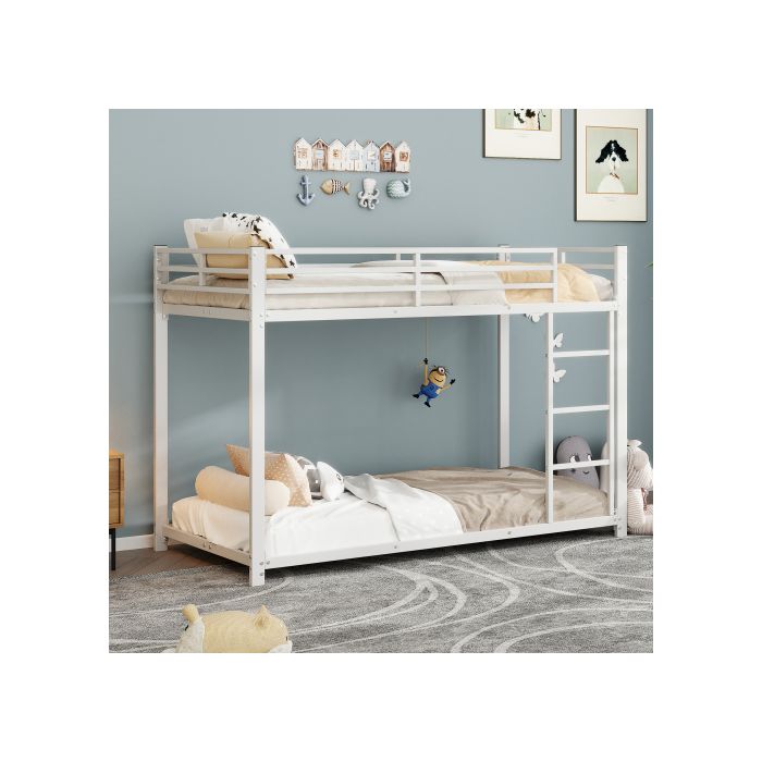 Etagenbett - MUVOE - 90x200 cm - Metall - Weiß - 2 Liegeflächen