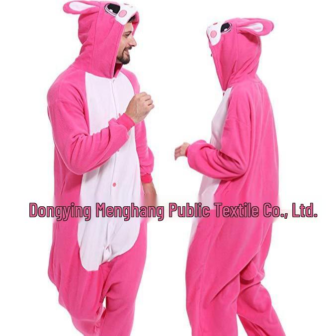 White Rabbit Cartoon Hooded Onesie Pajamas - Long Sleeve for Autumn/Winter, Couples' Home & Performance Wear.