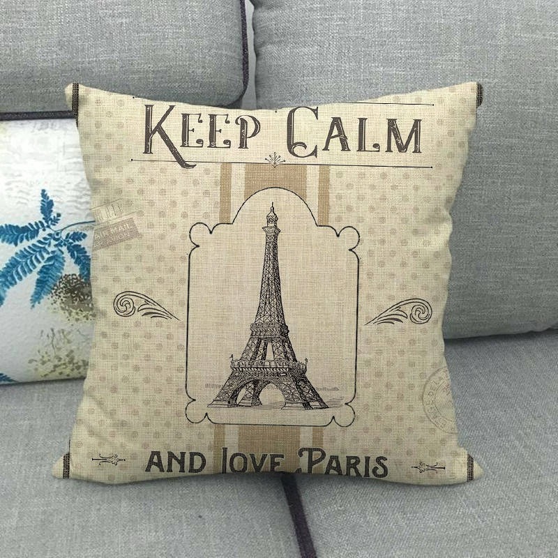London, Paris Tower, Uk Digital Printing Short Plush Pillow Covers Decorative For Car Sofa Office Cushion Cover Home Goods