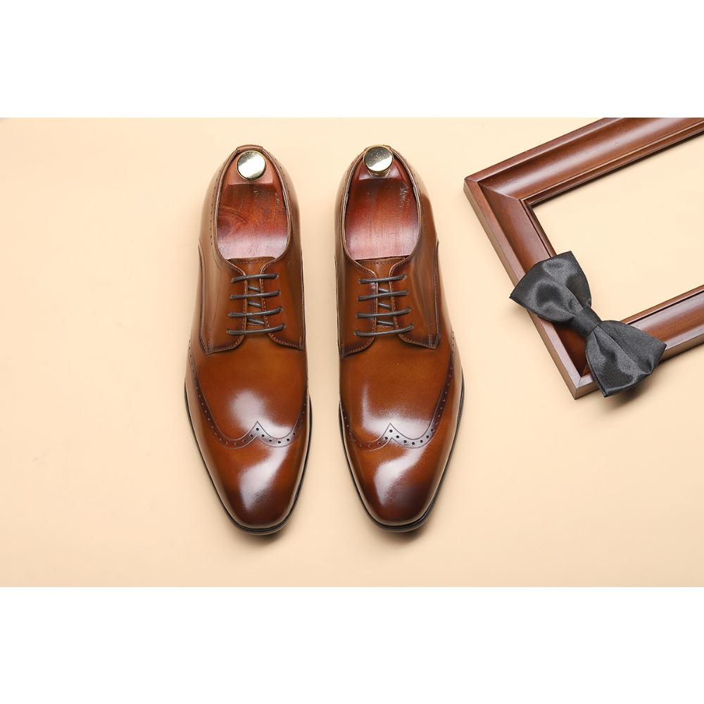 

Новые весенние туфли Брок из резной кожи с круглым носком, мужские повседневные туфли-одинарки на шнуровке, мужские кожаные туфли 44 темно-коричневого