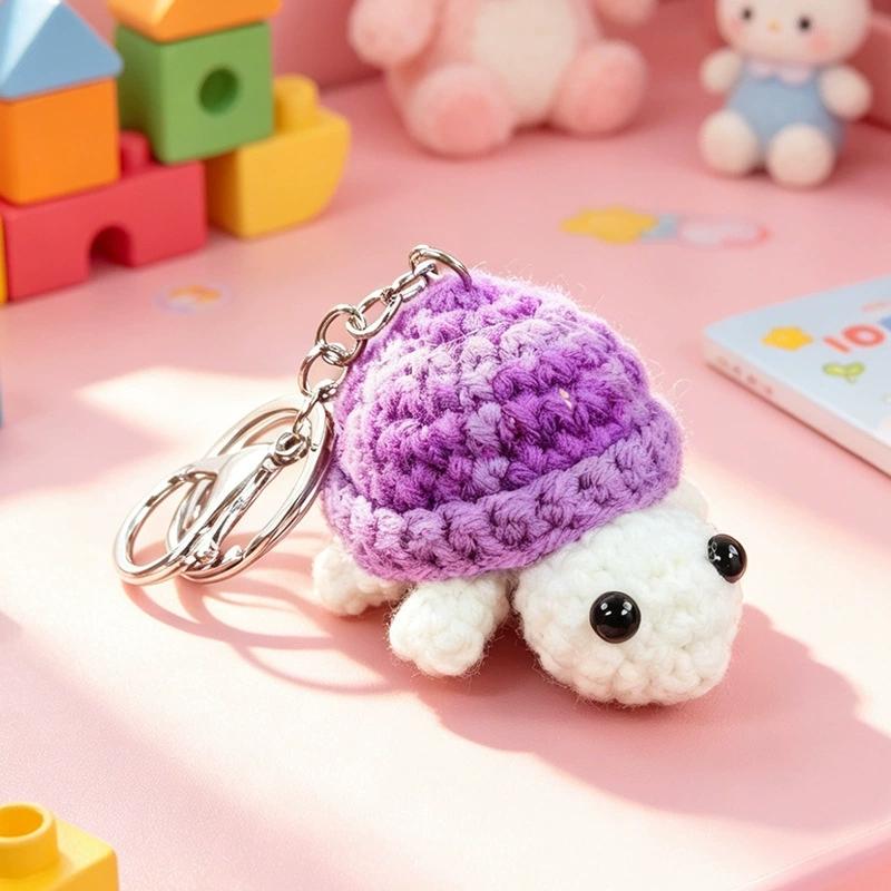 Adorable Turtle Keychain, Handmade Crocheted Miniature Turtle Plush Toy Hanging Bag Charm Ornament