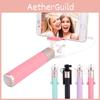 Pink Selfie Stick With Rotating Mirror And Rechargeable Light For Content Creators