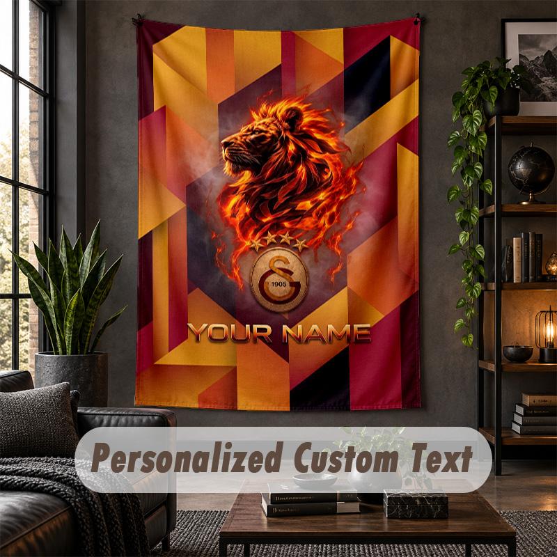 Arazzo da Parete Stampa Galatasaray FC Testo Nome Personalizzato Appeso a Parete Decorazione per la Casa