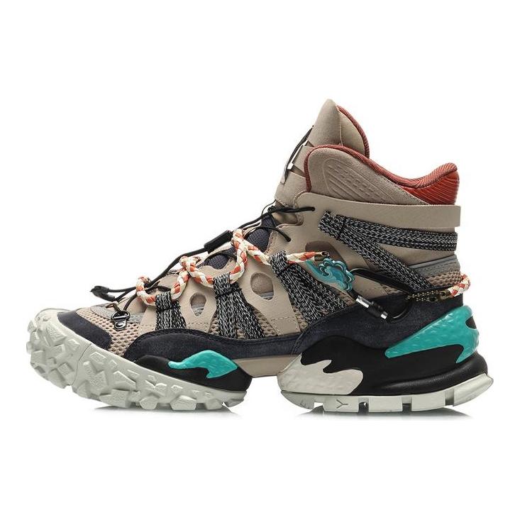 Li Ning CF Cushioning Slip Resistant Abrasion Resistant Coverage Support High top Casual Shoes Men's Gray Black AGLQ155-3