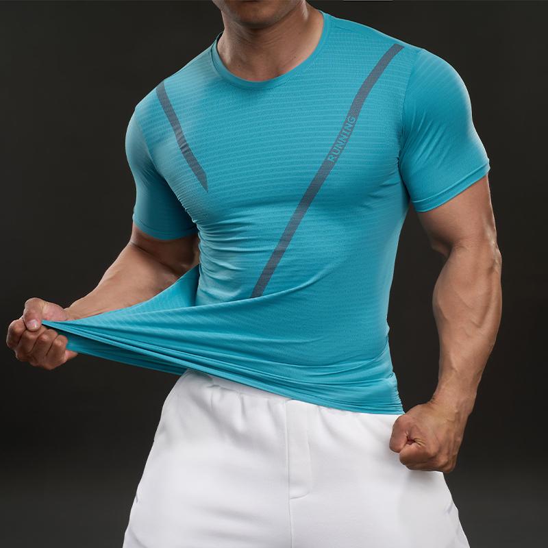 583309 Summer 2025 American Casual Short-sleeved T-shirt Fashionable Sports Slim Elastic Fitness Outdoor