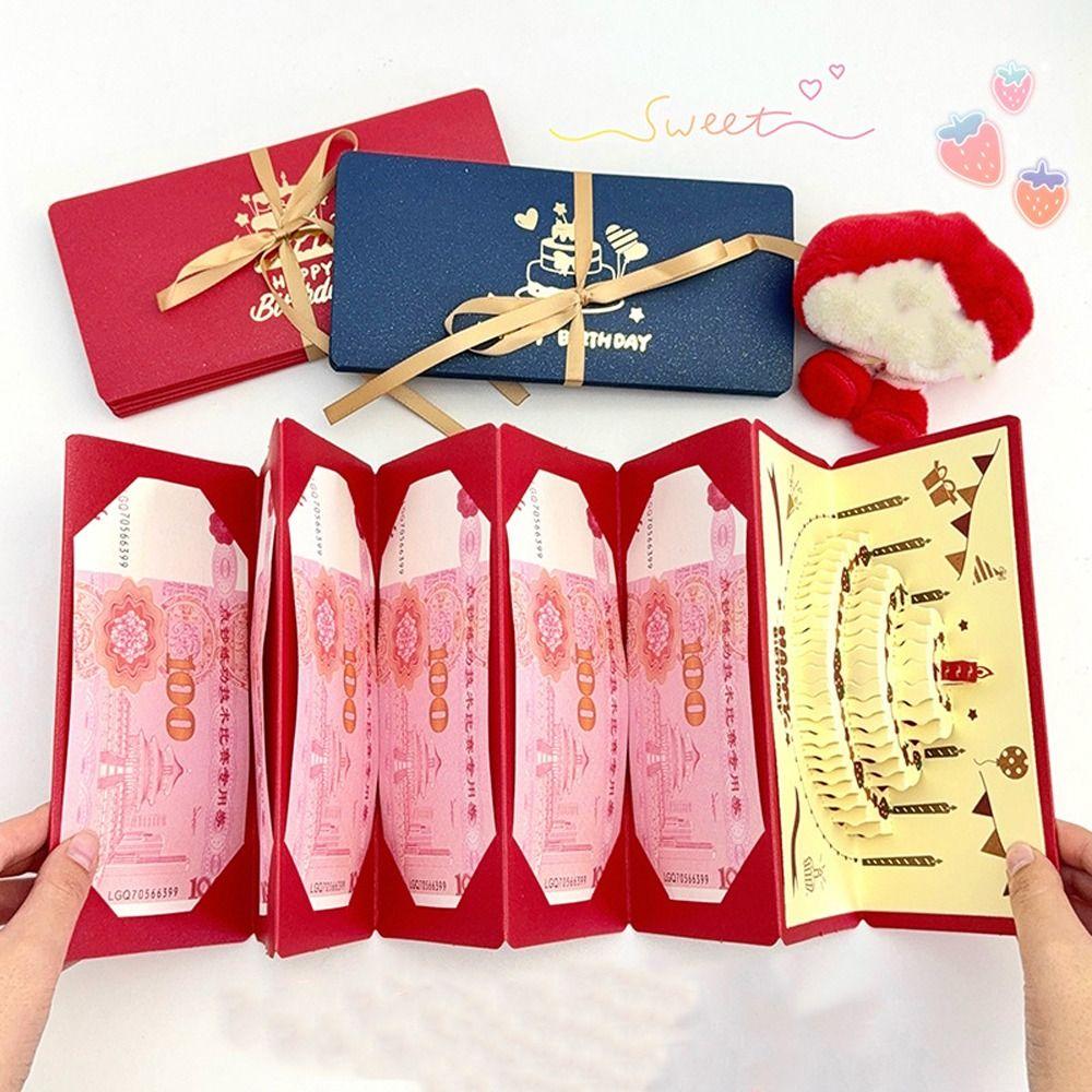 Folding 3 D Birthday Red Envelope Pop-Up Traditional Lucky Money Envelope Best Wishes Money Bag Wedding Celebration