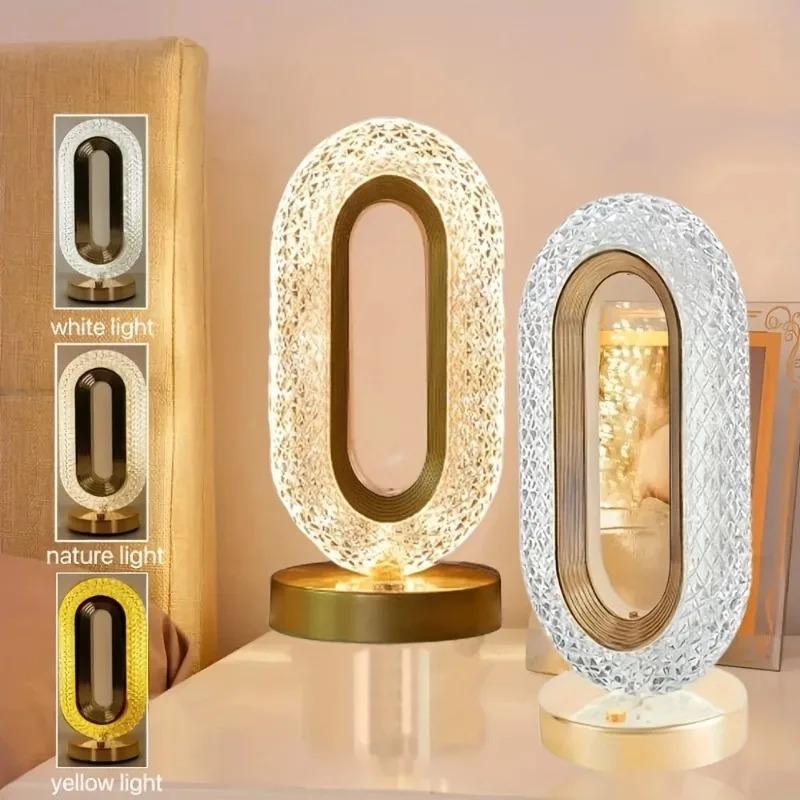 3D Crystal Touch Control LED Night Light for Kids Bedroom - USB Rechargeable Color Changing Square Star Moon Shapes Lamp
