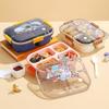 Microwave-Safe Bento Lunch Box With 4 Compartment Design Office Workers Students PP PS Silicone Material