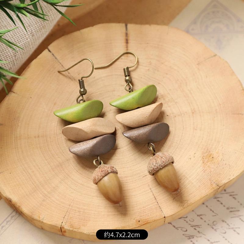 

Ретро нишевые литературные серьги, натуральные растительные плоды, деревянные сухофрукты, длинные серьги с бахромой для женщин