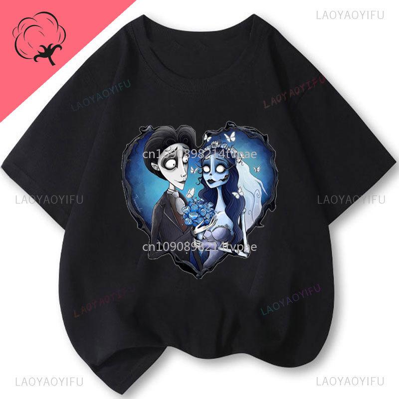 Hot Corpse Bride Rye Camiseta Emily Roses And Altar Tshirt Casual Cotton Crewneck Vintage Printed Shirt Camisa Y2k Clothes