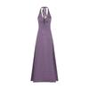 Purple Polka Dot Backless Neck Dress Women's Summer High-end Slim-fit Skirt Spice Girl Style Waist-wrapped Hip Dress