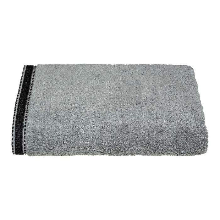 Serviette de toilette - Joia - 70 x 130 cm - 100% coton - Gris foncé avec bande noire
