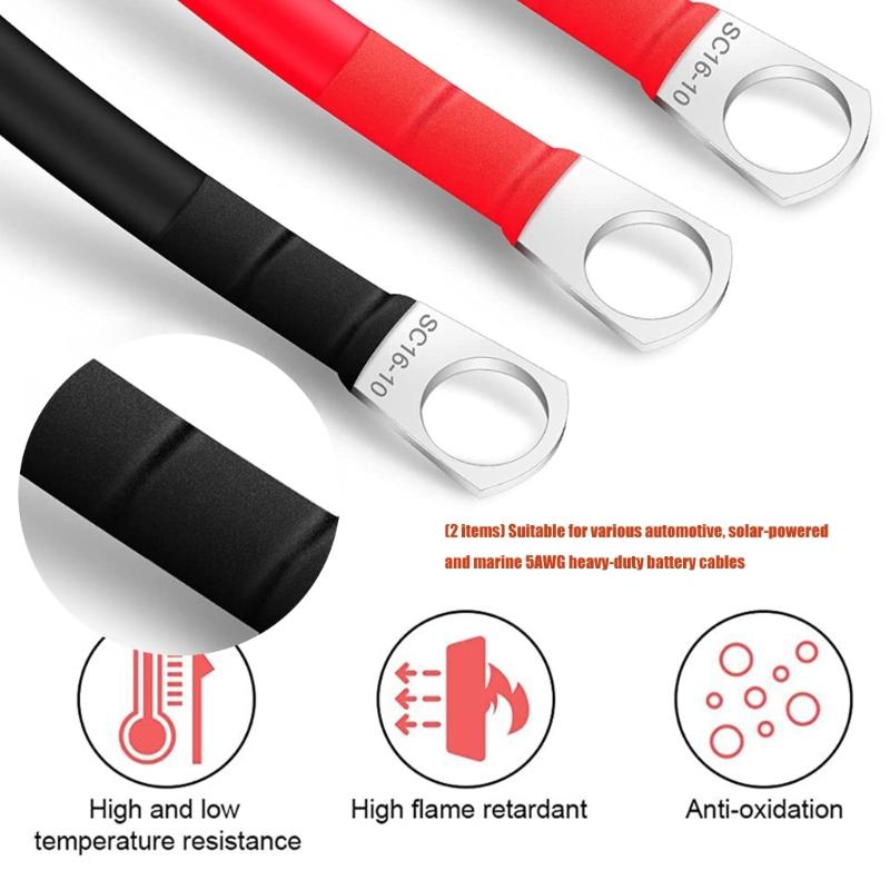 Universal 5AWG Automotive Battery Cable 30cm Battery Inverter Cable Ideal For Solar Panel Boats And Vehicles