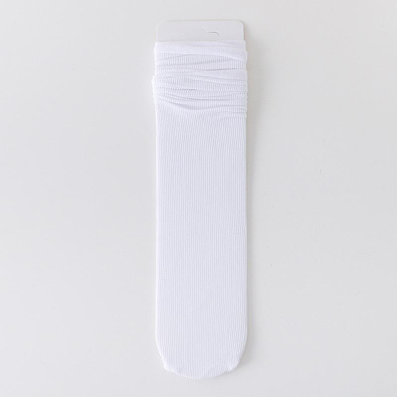 

Summer Thin Ice Socks for Women, Black and White Solid Ice Silk Breathable Pile Socks, Simple To Pair with Leather Shoes and Mid-calf Socks 1 pair чистий білий колір