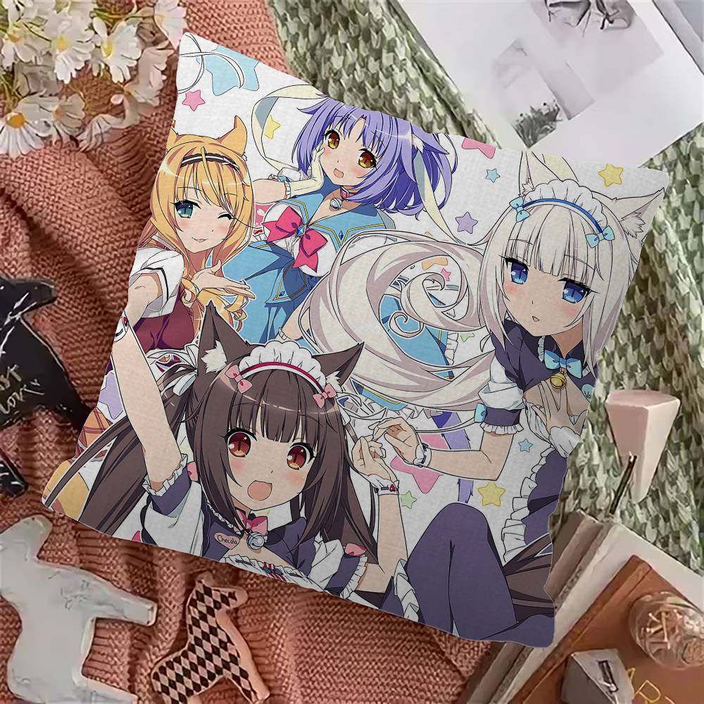 Anime Nekopara Pillow Cushion Cover Pillowcase Living Room Sofa Home Decor Customized