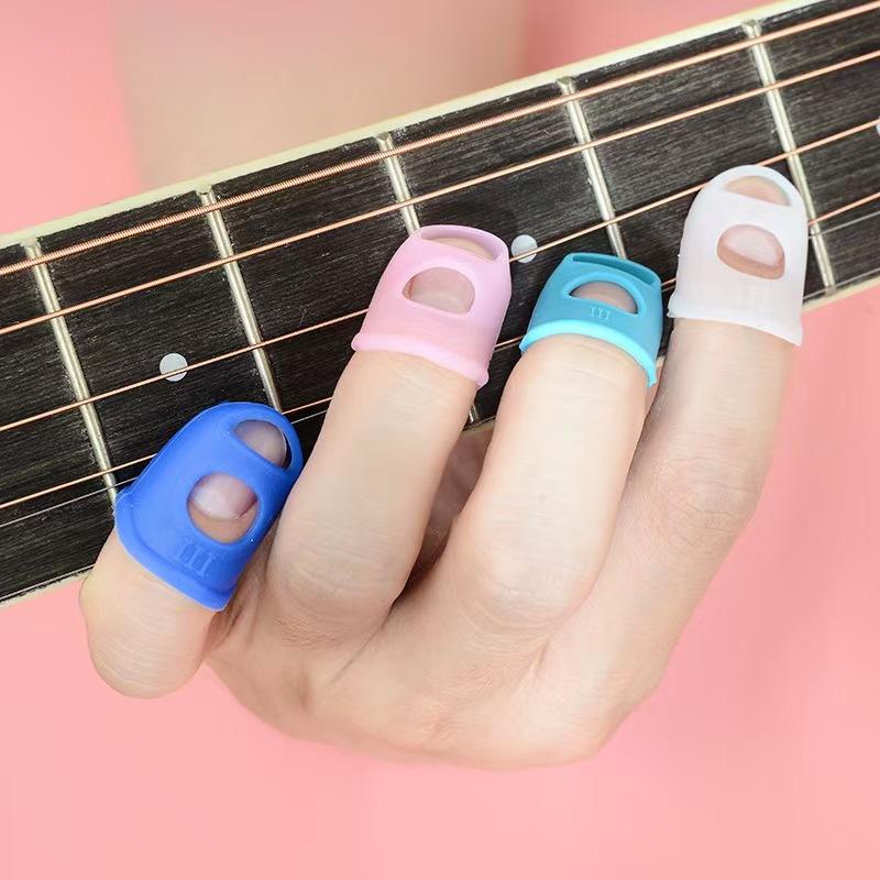 Guitar Silicone Finger Covers Beginner Pain Relief Finger Guards for Guitar Thumb Piano Soft Silicone Instrument Accessories