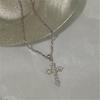 Elegant Cross Pendant Necklace Alloy Minimalist Design Adjustable Chain for Women Jewelry Gift Versatile Daily Wear
