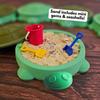 Mini Turtle Sandbox with Lid Summer Indoor Outdoor Round Tortoise Sand Storage Box 3D Printed Green Turtle Ornament Sand Container Beach Toy